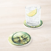 Stone schauen Mond und Sonne Gesicht Halbmond Getränkeuntersetzer (Seite)