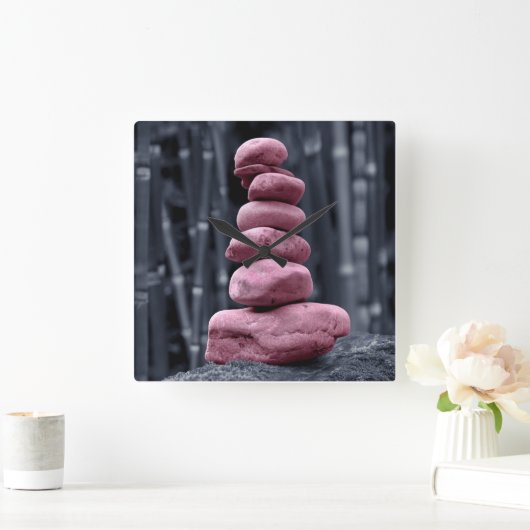 Stone Stack Quadratische Wanduhr (Zuhause)