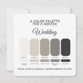 Stone Taupe Charcoal Winter Wedding Palette Card Einladung (Rückseite)