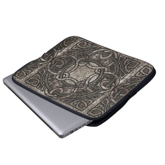 Stone Texture Celtic Knot Pattern Laptop-Sieb Laptopschutzhülle (Vorne Knopf)