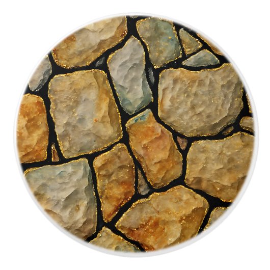 Stone Texture Gold Rustikale Abstrakte rustikale Z Keramikknauf (Vorderseite)