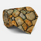 Stone Texture Krawatte mit Golden Accents - Monogr (Gerollt)