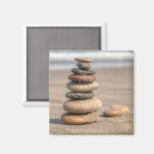 Stone Tower on Beach Magnet (Vorderseite/Rückseite)