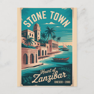 Stone Town Sansibar Retro-Reiseposter-Kunst Feiertagspostkarte