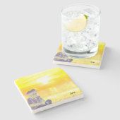 Stone Untersetzer: Allein in Gedanken Steinuntersetzer (Seitenansicht)