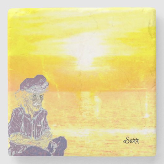 Stone Untersetzer: Allein in Gedanken Steinuntersetzer (Vorderseite)