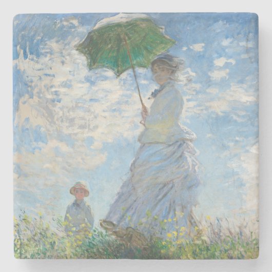 STONE UNTERSETZER: CLAUDE MONET: FRAU MIT PARASOL STEINUNTERSETZER (Vorderseite)