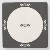 Stone Untersetzer - Holly-Blätter in Schwarz/Weiß (Vorderseite)