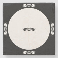 Stone Untersetzer - Holly-Blätter in Schwarz/Weiß