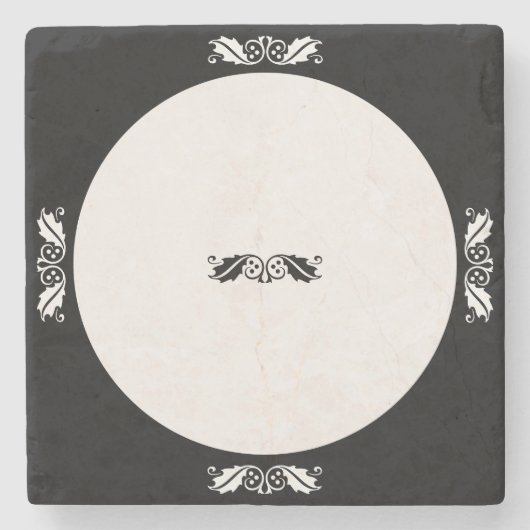 Stone Untersetzer - Holly-Blätter in Schwarz/Weiß (Vorderseite)