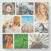 Stone Untersetzer Ihre 9-Foto-Collage gerundet (Vorderseite)