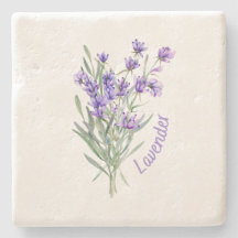Stone Untersetzer, Lavender Wasserfarbe Blume