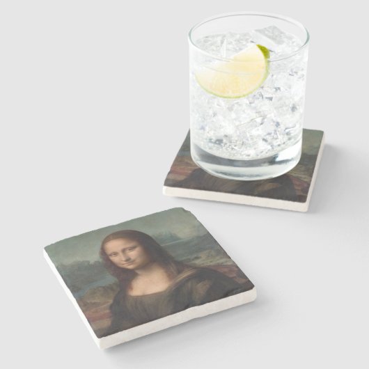 STONE UNTERSETZER: LEONARDO DA VINCI: Mona Lisa Steinuntersetzer (Seitenansicht)