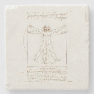 STONE UNTERSETZER: LEONARDO DA VINCI: VITRUVIAN MA STEINUNTERSETZER