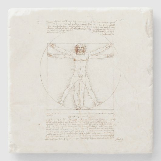 STONE UNTERSETZER: LEONARDO DA VINCI: VITRUVIAN MA STEINUNTERSETZER (Vorderseite)