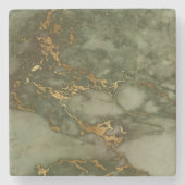 Stone Untersetzer Marble Green Gold Metall (Vorderseite)