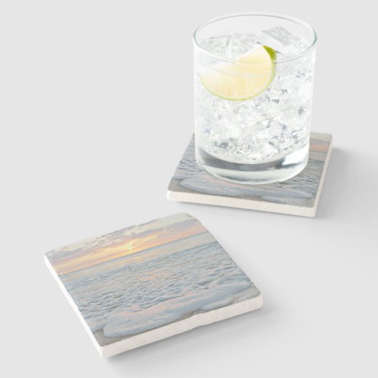 Stone Untersetzer mit Oahu, Hawaii Sunset Foto (Seitenansicht)