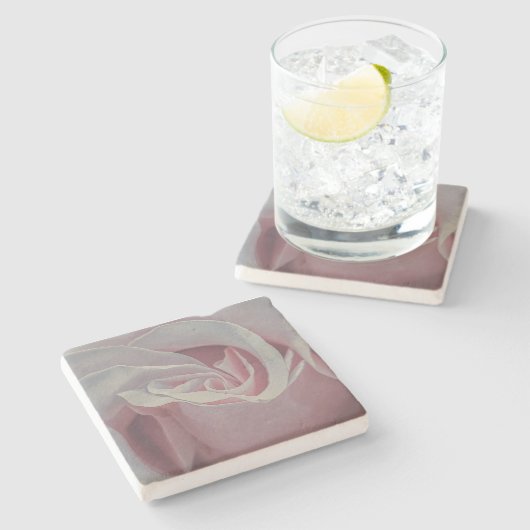 Stone Untersetzer mit Rose Design (Seitenansicht)