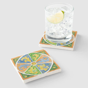 Stone Untersetzer mit sizilianischem Fliesendesign