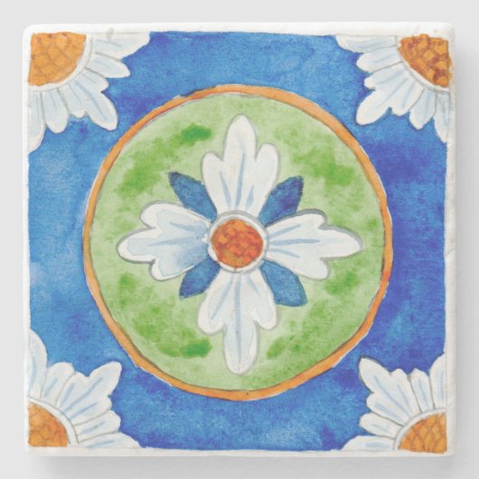 Stone Untersetzer mit sizilianischem Fliesendesign (Vorderseite)