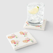 Stone Untersetzer: Mohnblüte Blume Steinuntersetzer (Seitenansicht)