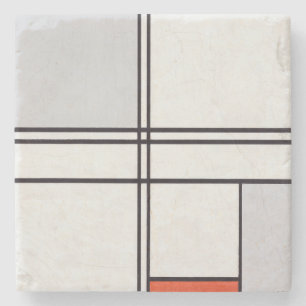 STONE-UNTERSETZER: PIET MONDRIAN: GRAU - ROT 1935  STEINUNTERSETZER