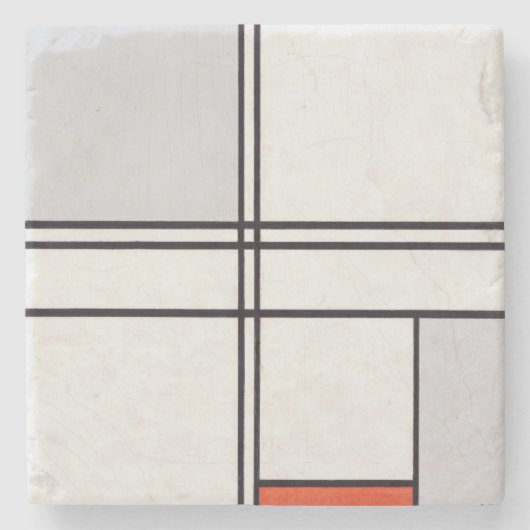 STONE-UNTERSETZER: PIET MONDRIAN: GRAU - ROT 1935  STEINUNTERSETZER (Vorderseite)