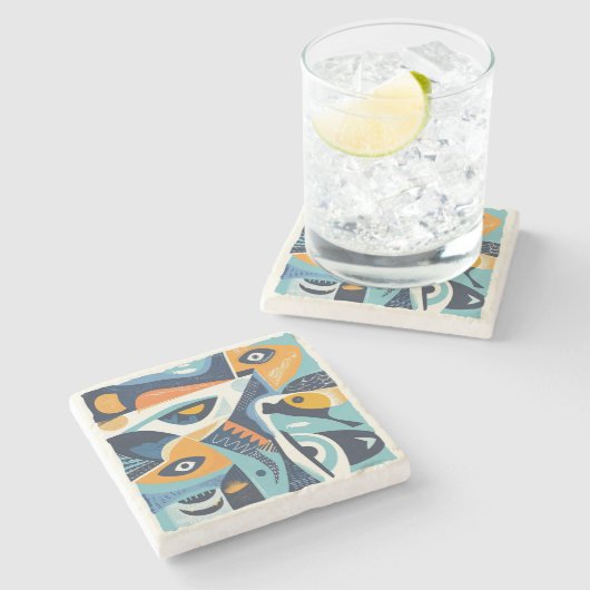 Stone Untersetzer Sea Theme (Seitenansicht)