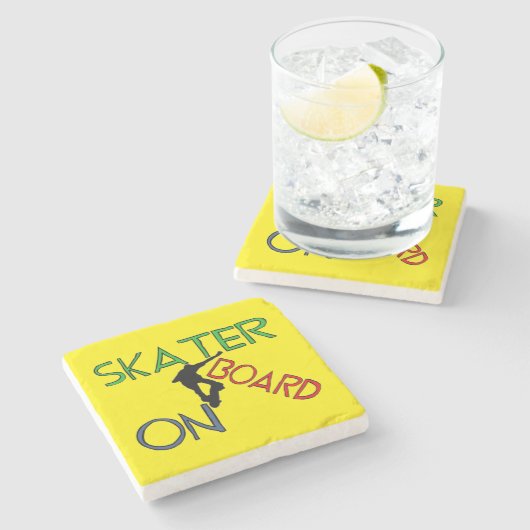 Stone Untersetzer - Skater an Bord (Seitenansicht)