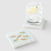 Stone Untersetzer: Tropische Fischschule Steinuntersetzer (Seitenansicht)