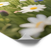 Stone Wall Ruin Meadow Flowers Art Poster (Ecke)