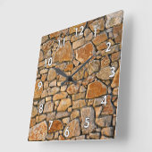Stone Wall w/White Bordered Numbers Quadratische Wanduhr (Winkel)
