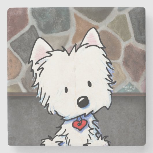 Stone Wall Westie Stone Untersetzer (Vorderseite)