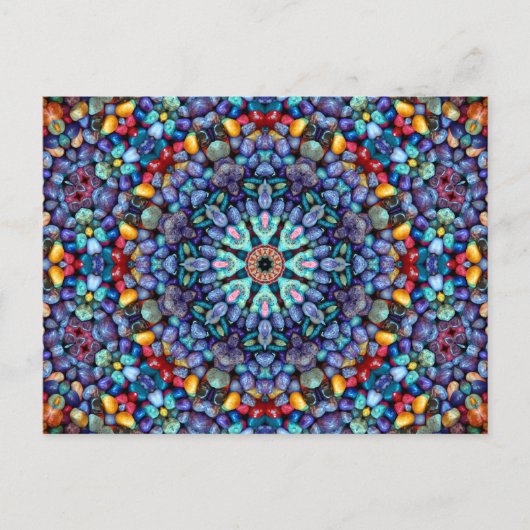 Stone Wonder Vintag Blue Fraktal Kaleidoskop Postkarte (Vorderseite)