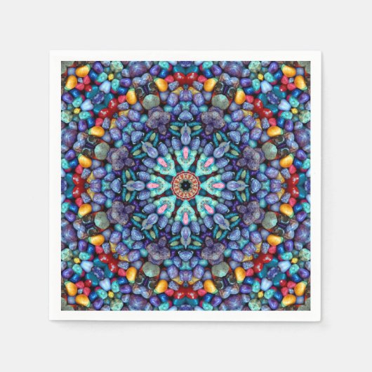 Stone Wonder Vintag Blue Fraktal Kaleidoskop Serviette (Vorderseite)