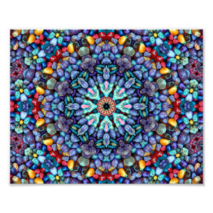 Stone Wonder Vintage Blue Fraktal Kaleidoskop Fotodruck