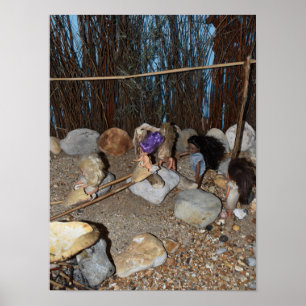 Stoneage Kinder spielen. Poster