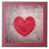 Stonealkes Herz in Grau und Rot Fliese (Vorderseite)