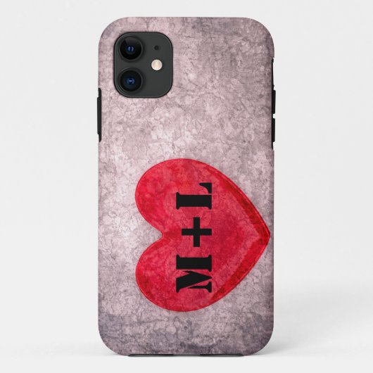 Stonealkes Herz - Personalisieren Sie Monogramm Case-Mate iPhone Hülle (Rückseite)