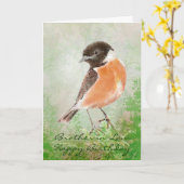 Stonechat Bird Happy Birthday Brother-in-Law Karte (Gelbe Blume)