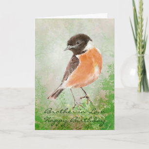 Stonechat Bird Happy Birthday Brother-in-Law Karte