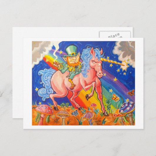 Stoned Leprachaun Postkarte (Vorne/Hinten)