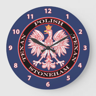 Stoneham Round Polish Texan Große Wanduhr