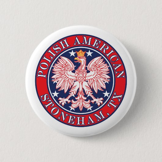 Stoneham Texas Polnischer Adler Button (Vorderseite)