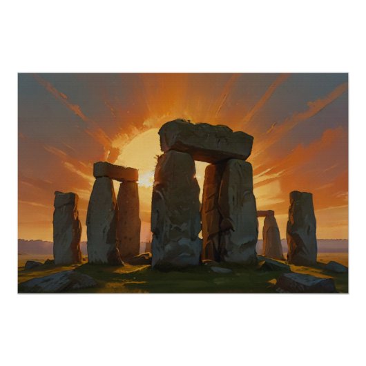 Stonehenge bei Sonnenaufgang Poster (Vorderseite)