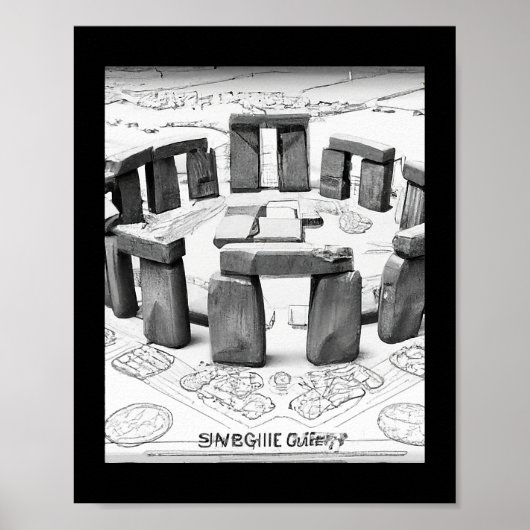 Stonehenge Blueprint Alte Megalithstätten Poster (Vorne)