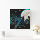 Stonehenge Celtic Stehend Stones & Moon Quadratische Wanduhr (Zuhause)