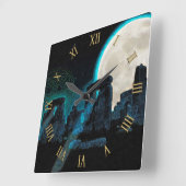 Stonehenge Celtic Stehend Stones & Moon Quadratische Wanduhr (Winkel)