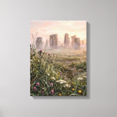 Stonehenge Dawn Mist Tall Grass Art Leinwanddruck (Vorderseite)