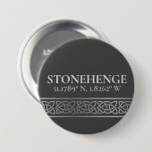 Stonehenge Latitude Longitude Dark Button (Vorne & Hinten)